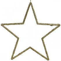 Article Décoration de Noël pendentif étoile paillettes dorées 17,5cm 9pcs