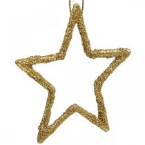 Décoration de Noël pendentif étoile paillettes dorées 7,5cm 40p