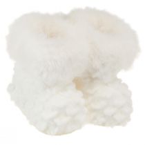 Article Bottes avec bottes en fourrure décoration sapin de Noël blanc 7cm 2pcs
