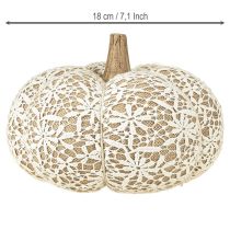 Article Décoration citrouille en tissu dentelle de jute blanc/beige décoration vintage Ø18cm