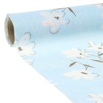 Tissu décoratif avec fleurs bleues 30 cm x 3 m