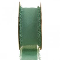 Article Ruban tissu déco ruban à franges vert sauge 40mm 15m