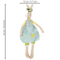 Article Lapin de Pâques en peluche, lapin de Pâques habillé, lapine H43cm