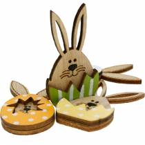 Décoration de litière lapin en oeuf, décoration cadeau, oeuf de lapin à décorer, décoration bois à coller sur 12pcs
