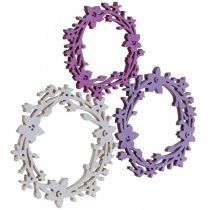 Décoration à parsemer couronne de fleurs en bois pièces à parsemer couleur printemps Ø3-5cm 24p