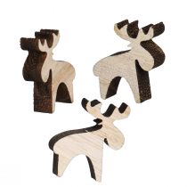 Article Décoration à disperser en bois décoration élan marron naturel 2x2,5cm 108 pcs