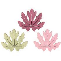 Article Décoration de table en bois feuilles d&#39;automne violet rose vert 4cm 72 pièces