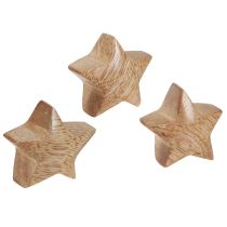 Article Décoration à disperser en bois mini étoiles Décoration de l&#39;Avent en bois de manguier 3 cm 9 pièces