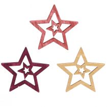Article Décoration à disperser étoiles en bois rose baie naturel Ø4cm 72 pcs