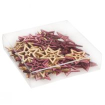 Article Décoration à disperser étoiles en bois rose baie naturel Ø4cm 72 pcs