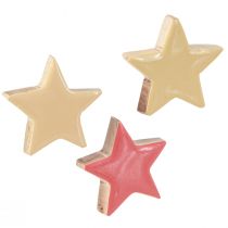Article Décoration à disperser étoiles en bois étoiles bois de manguier abricot jaune 5cm 12 pcs