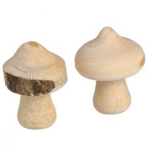 Article Décoration à disperser mini champignons décoration en bois naturel avec écorce Ø2cm 36 pcs