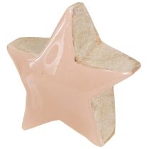Article Décoration à disperser étoiles étoiles en bois rose blanc jaune Ø3cm 9 pcs