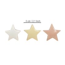 Article Décorations de Noël Étoiles bois Rose Blanc Jaune 3cm 9pcs