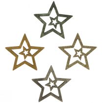 Article Décoration à disperser étoile de Noël bois 4 couleurs Ø4cm 72 pcs