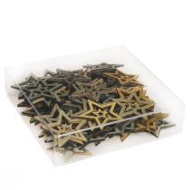 Article Décoration à disperser étoile de Noël bois 4 couleurs Ø4cm 72 pcs