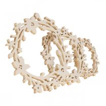 Décoration à parsemer couronne de fleurs en bois pièces à parsemer printemps blanc Ø3–5cm 24p