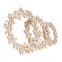 Article Décoration à parsemer couronne de fleurs en bois pièces à parsemer printemps blanc Ø3–5cm 24p