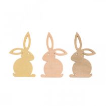Article Décorations à disperser en bois, pièces à disperser de Pâques, lapin de Pâques, tons jaunes 4 cm, 72 pièces