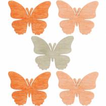Papillons décorations à épandre Papillons en bois décoration d&#39;été orange, abricot, marron 144p