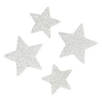Article Décoration à disperser étoiles blanches avec mica 4-5cm 40pcs