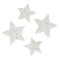 Article Etoiles décoratives à parsemer blanc avec mica 4-5cm 40p