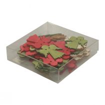 Article Décoration à disperser Noël ange en bois rouge vert naturel 5x3,5cm 48 pcs