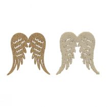 Décoration à disperser Noël ailes d&#39;ange en bois paillettes 3×4cm 72p