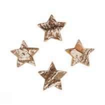 Article Décoration de Noël étoiles en bois écorce blanchie Ø5cm 12 pcs