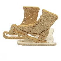 Article Décoration d&#39;hiver patin à glace en bois paillettes 4x3,5 cm 72 pcs