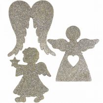 Article Décoration à disperser Décoration ange de Noël paillettes dorées H8cm 24 pcs