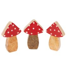 Article Décorations de champignons en bois pour la décoration de table et les cadeaux, 6 cm, lot de 8