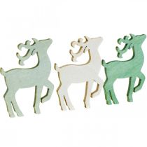 Article Décoration à disperser Noël bois cerf vert 4×3cm 72 pcs