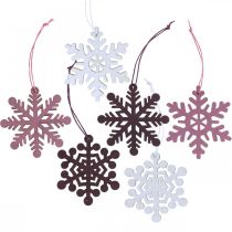 Décorations de sapin de Noël pendentif flocon de neige bois 8cm 36pcs