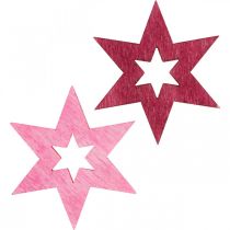 Article Décoration d&#39;étoiles en bois Décoration de Noël Violet H4cm 72 pcs