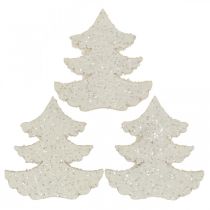 Article Décoration à parsemer Sapin de Noël blanc pailleté 4cm 72p