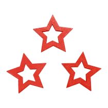 Article Décoration à disperser étoiles de décoration de Noël étoiles en bois rouges Ø4cm 54 pcs