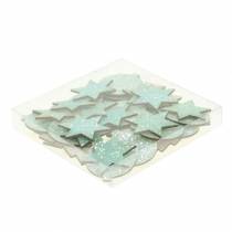 Article Décoration de Noël à paillettes blanc/turquoise 36 pcs