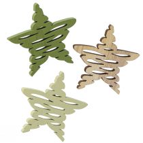 Article Pièces à disperser étoiles nature vert Noël bois Ø4cm 72 pcs