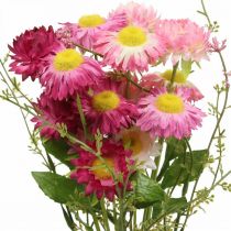 Article Rhodanthe Rosa - Fleurs artificielles en soie rose - Bouquet de fleurs décoratives de 46 cm