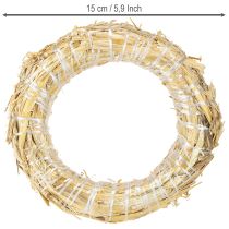Article Couronne de paille vierge, petite couronne de paille de 15 cm x 3 cm, lot de 10 pièces