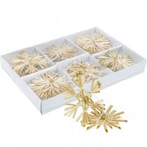 Article Set d'étoiles en paille pailletées dorées décorations de Noël Ø6cm 24 pcs