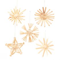 Article Décorations de sapin de Noël étoiles en paille Ø5-6cm 25 pcs