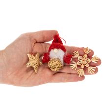Article Ensemble de 30 décorations de Noël en paille, figurines et étoiles de 6 cm, pour sapin.