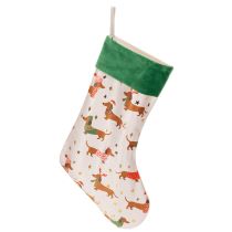 Article Chaussette de Noël à motif teckel, 50 cm