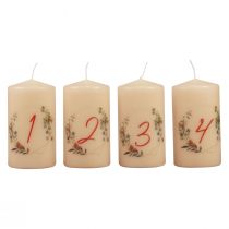 Article Bougies de l&#39;Avent Couronne de l&#39;Avent 1-4 crème 130/70mm 4pcs