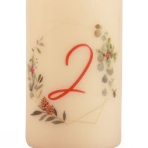 Article Coffret de 4 bougies couronne de l'Avent, motif Noël crème, qualité RAL, fabriqué en Allemagne, 130 x 70 mm.