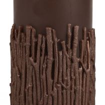 Article Bougie pilier branches décor bougie marron foncé 150/70mm 1 pièce