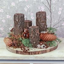 Article Bougie pilier tronc d&#39;arbre bougie décorative marron 130/65mm 1pc