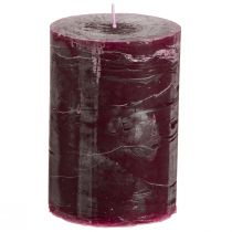 Article Bougies piliers Bougies bordeaux couleur unie 70x100mm 4 pcs